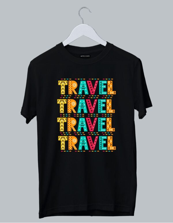 Travel Black Plain T shirt