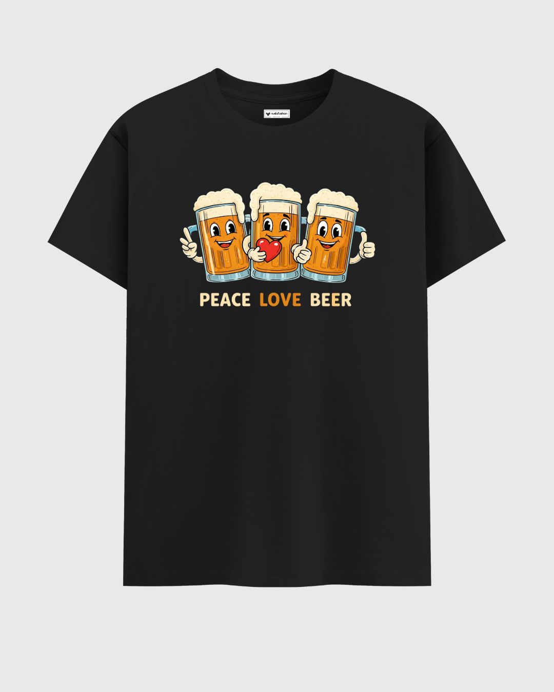 Peace Love Beer Black Tshirt For Men