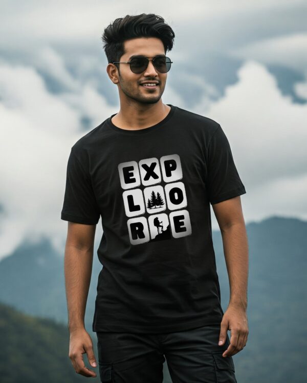 EXPLORE Black T-Shirt For Men