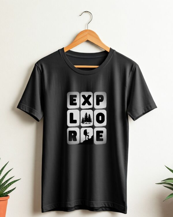 EXPLORE Black T-Shirt For Men - Image 2