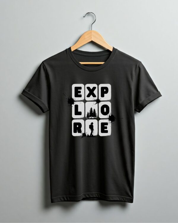 EXPLORE Black T-Shirt For Men