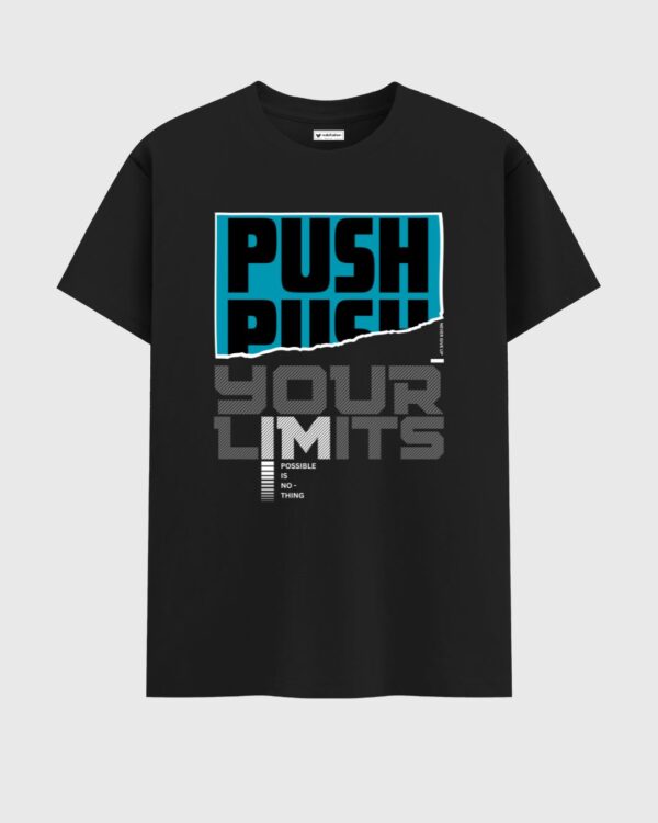 PUSH YOUR LIMITS Printed Black T-Shirt For Men