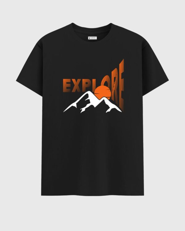 EXPLORE Printed Black T-Shirt For Men