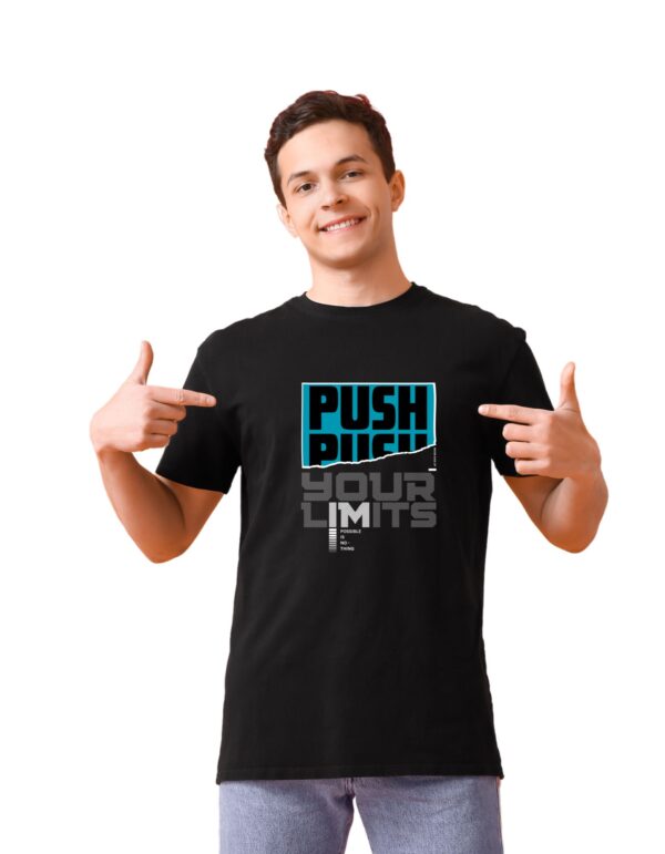 PUSH YOUR LIMITS Printed Black T-Shirt For Men