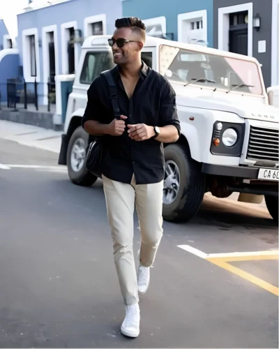 black shirt combination for party